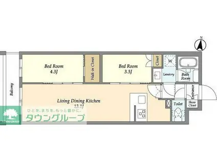 アジールコート練馬中村橋(2LDK/2階)の間取り写真