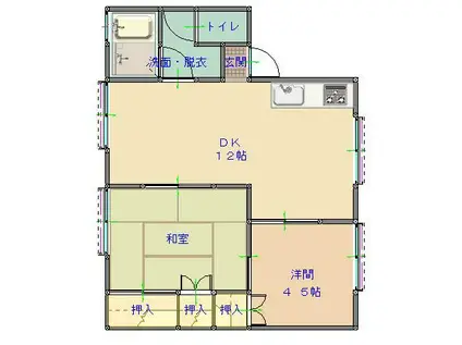 UNAHOUSE(2LDK/1階)の間取り写真