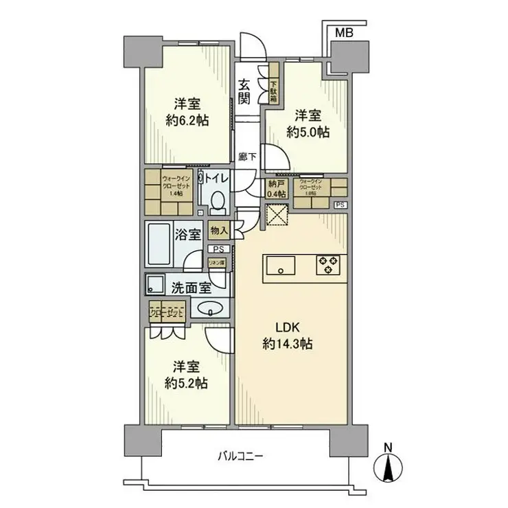ガーデンクロス東京王子 3階階 間取り