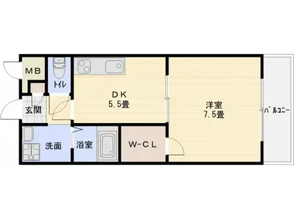 アンプルールフェールREALIFE(1DK/2階)の間取り写真