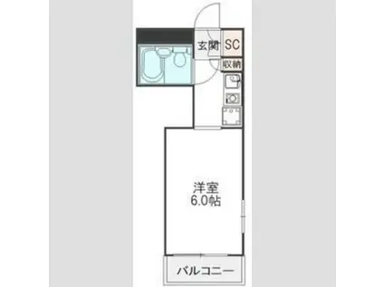 スカイコート生田(1K/1階)の間取り写真