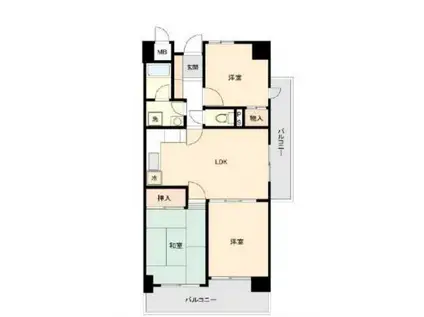 アーバンパーク行徳(3DK/5階)の間取り写真