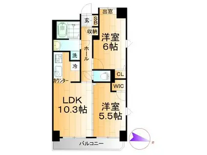 フォーシーズン開成山公園(2LDK/4階)の間取り写真