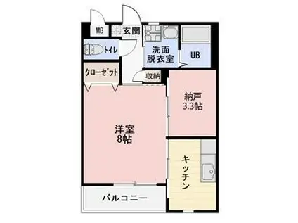 ブランドール(1SK/1階)の間取り写真