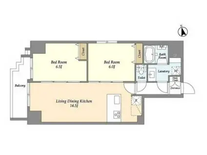 ネオアーバンレジデンス駒込(2LDK/11階)の間取り写真