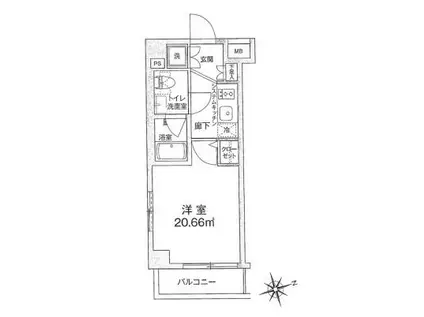 パークロッジ久我山(1K/5階)の間取り写真