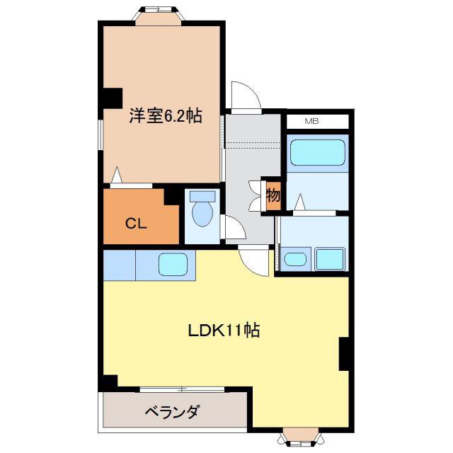 アドビル牧の里(1LDK/4階)の間取り写真