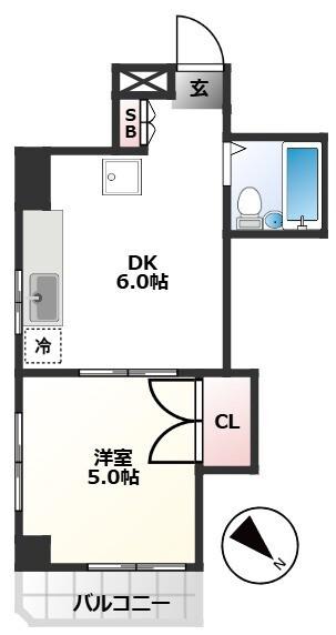 メゾン丸十(1DK/8階)の間取り写真