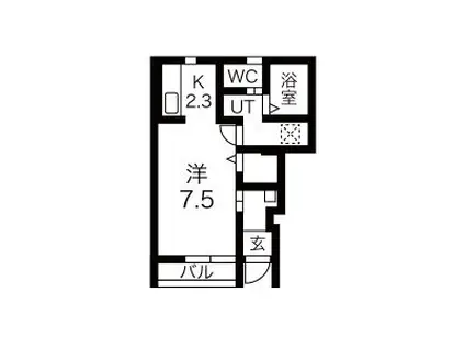 KINGDOMII(1K/1階)の間取り写真