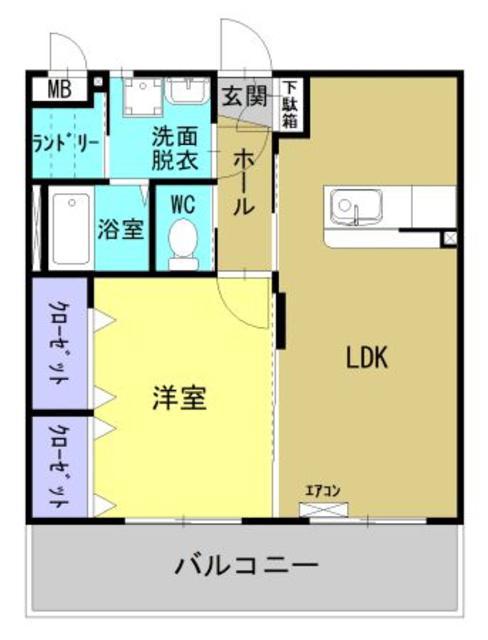 ユーミー高洲(1LDK/1階)の間取り写真