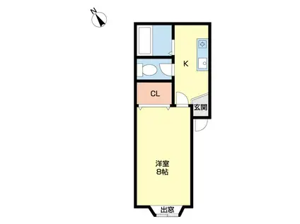 カルディア(1K/1階)の間取り写真