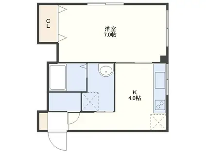 第3本田ビル(1K/4階)の間取り写真