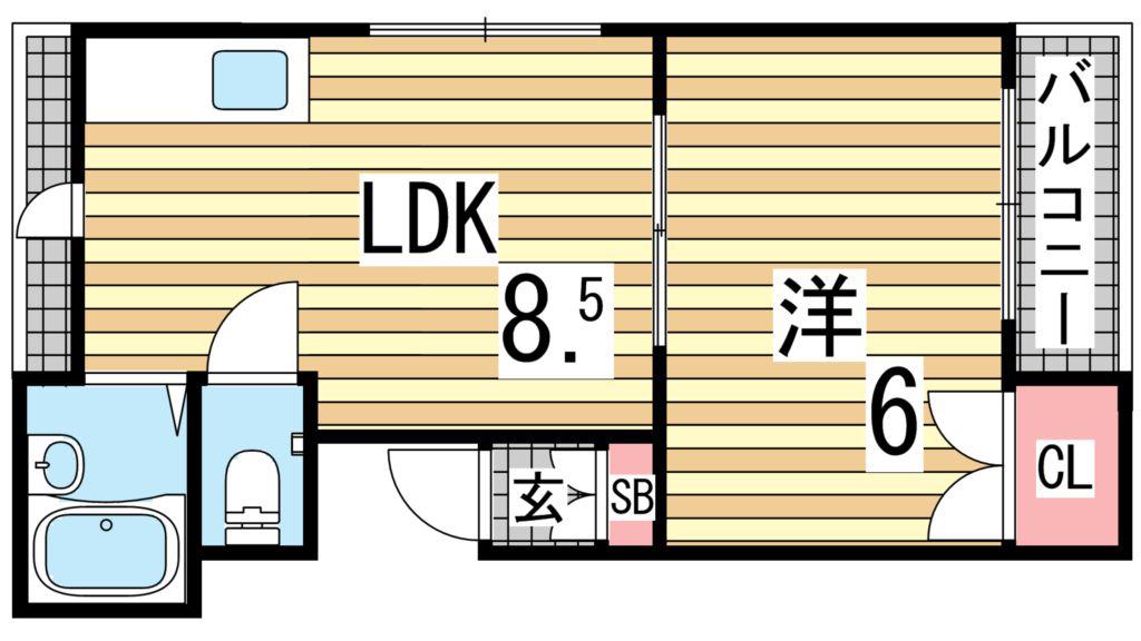 ココロ戎町(1DK/4階)の間取り写真