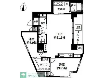 オーヴェルク‐II(2LDK/11階)の間取り写真