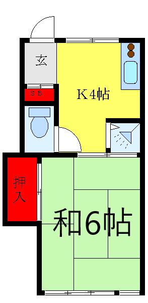サニーマイホーム(1K/2階)の間取り写真