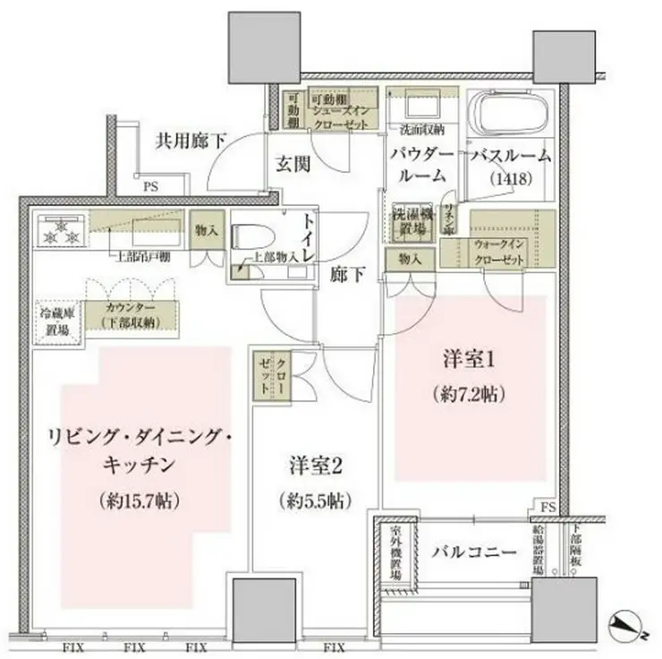 プレミストタワー白金高輪 27階階 間取り