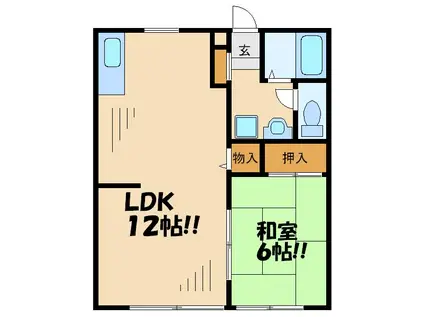 シェイプスワ(1DK/1階)の間取り写真