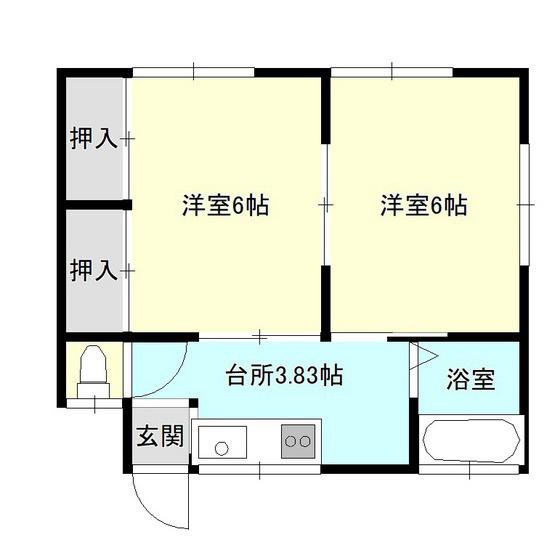 コーポ浜(2K/1階)の間取り写真