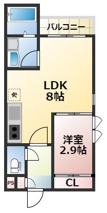 G-SMART黒髪(1LDK/1階)の間取り写真
