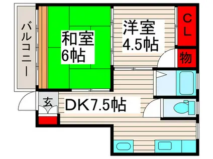 銀英ハイツ(2DK/1階)の間取り写真