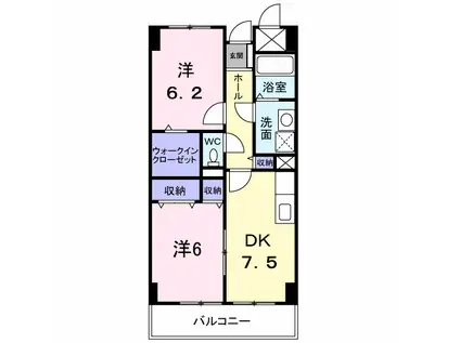アメニティ屋島(2DK/2階)の間取り写真