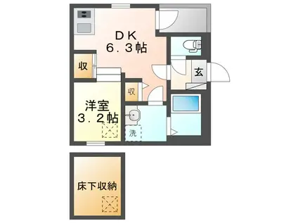 シアヴィータ名古屋(1DK/1階)の間取り写真