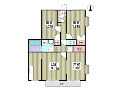 グランデュール瀬戸岡(3LDK/1階)の間取り写真