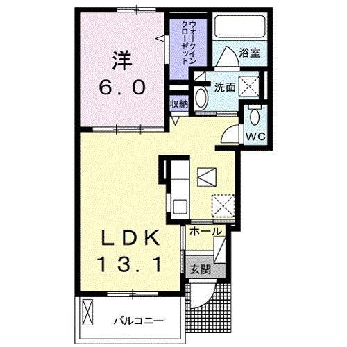 クレスト菱木II(1LDK/1階)の間取り写真