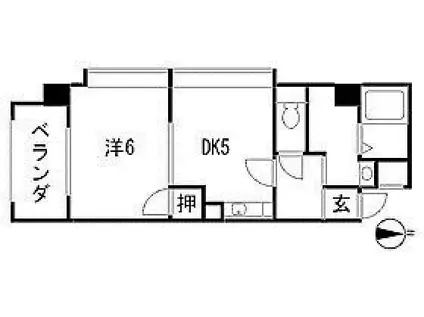 ハートピア鍛冶町(1DK/2階)の間取り写真