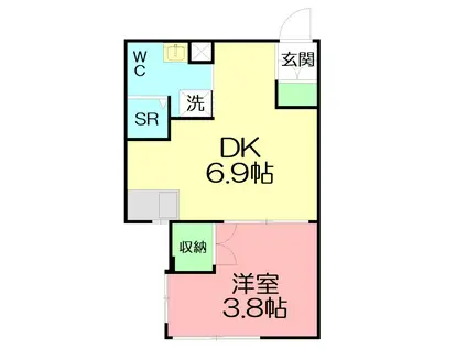 ヴィラオペラ(1DK/1階)の間取り写真