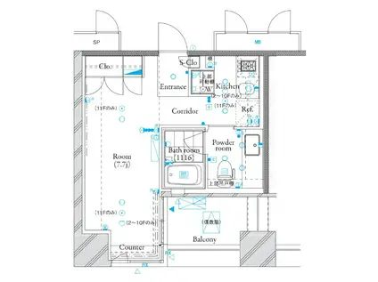 ザ・タワー芝浦(1K/3階)の間取り写真