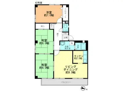 パークファイブA棟(3LDK/3階)の間取り写真