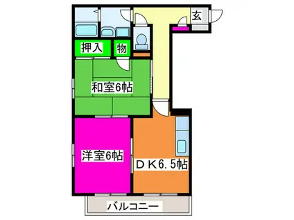 HEBEL SUN(2DK/2階)の間取り写真