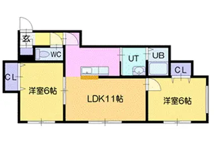 メゾンMT美しが丘(2LDK/2階)の間取り写真