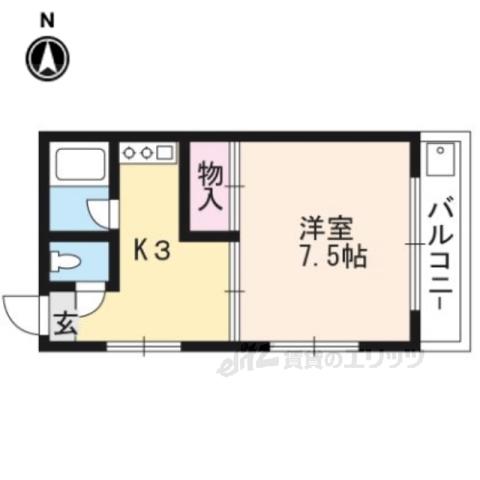 メルシーメゾネット鞍馬口(1K/3階)の間取り写真