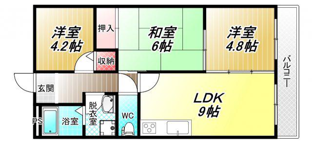 カーサフィオーレ壱番館(3LDK/2階)の間取り写真