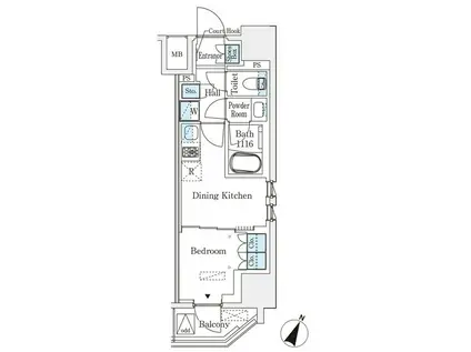 ベルファース神田神保町(1DK/4階)の間取り写真