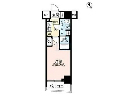 プレール・ドゥーク中板橋(1K/8階)の間取り写真