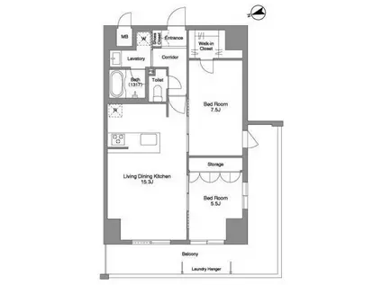 プリマステラ(2LDK/6階)の間取り写真