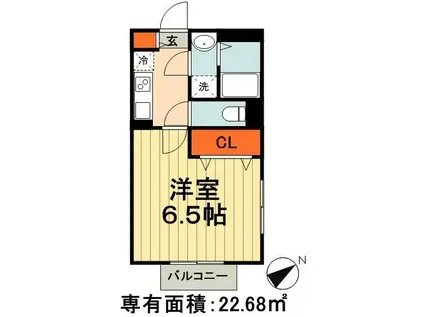 アムール宮寿(1K/1階)の間取り写真