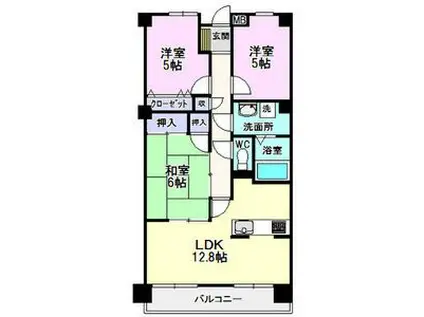 桃山ガーデンヒルズ(3LDK/2階)の間取り写真