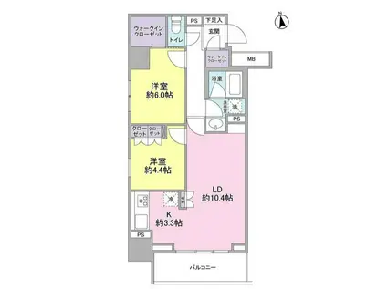 スタイリオ品川中延(2LDK/5階)の間取り写真