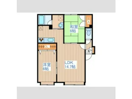 クリアリバー4・3(2LDK/2階)の間取り写真