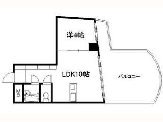 シリンダーハウス(1LDK/4階)の間取り写真
