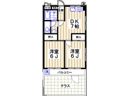 第5中町コーポ(2DK/1階)の間取り写真