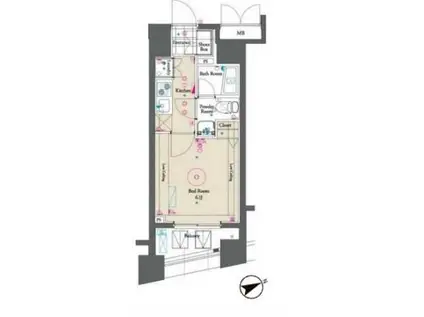 グラントゥルース練馬II(1K/5階)の間取り写真