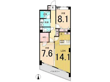 PHOENIX KANAYAMA(2LDK/4階)の間取り写真