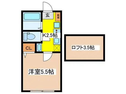 LAGOON西生田(1K/2階)の間取り写真