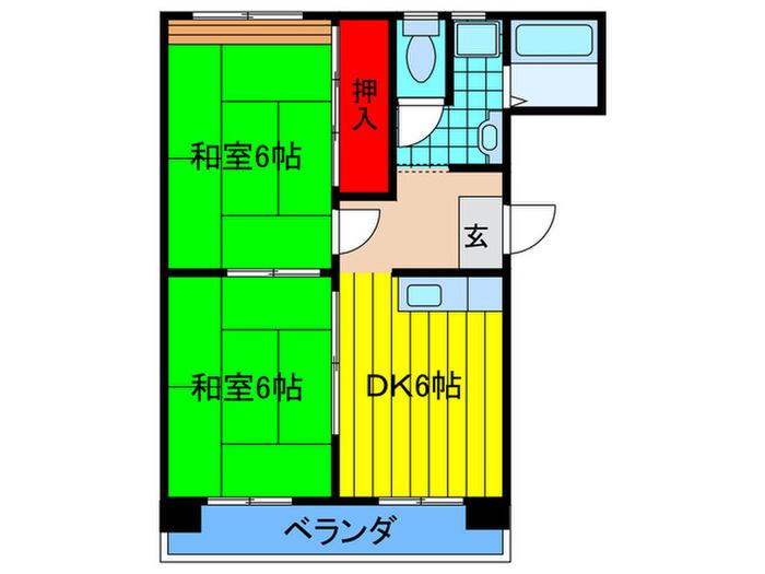 島田ハイツ(2DK/1階)の間取り写真