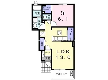 ミルファーム(1LDK/1階)の間取り写真